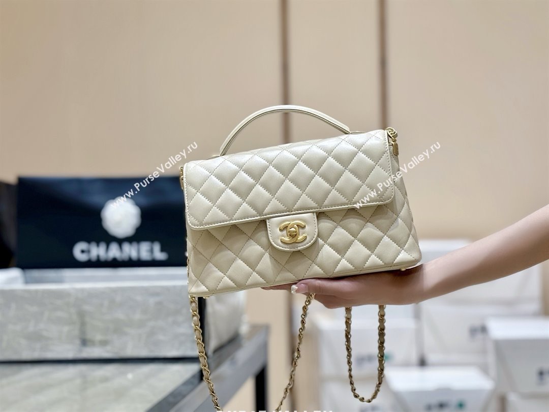 Chanel Lambskin Medium Flap Bag with Top Handle AS5356 Light Beige 2025 Top Quality (SHUNY-25080215)