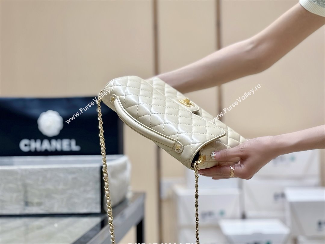 Chanel Lambskin Medium Flap Bag with Top Handle AS5356 Light Beige 2025 Top Quality (SHUNY-25080215)