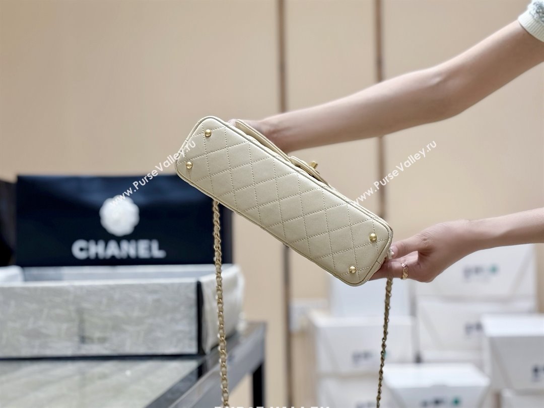 Chanel Lambskin Medium Flap Bag with Top Handle AS5356 Light Beige 2025 Top Quality (SHUNY-25080215)