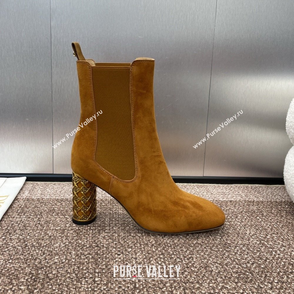 Dior Icon Heeled Ankle Boot in Brown Suede Goatskin 2024 (JC-24092914)