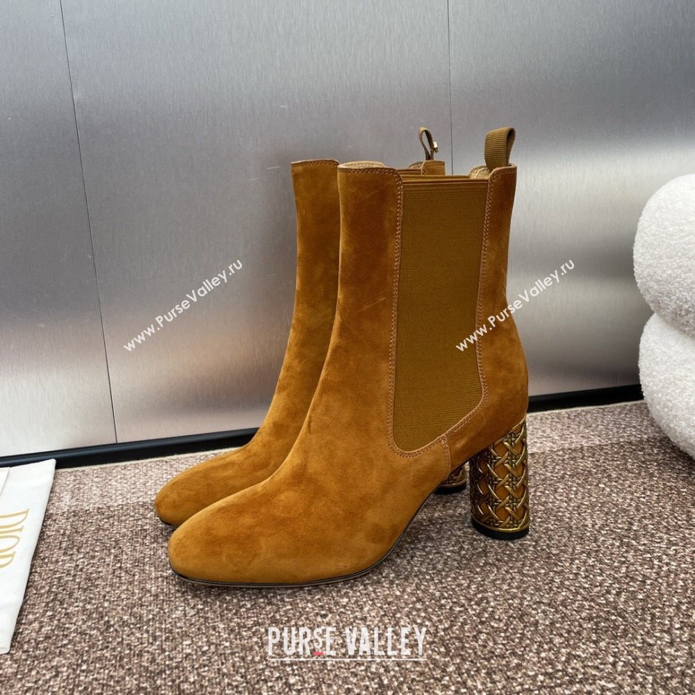 Dior Icon Heeled Ankle Boot in Brown Suede Goatskin 2024 (JC-24092914)