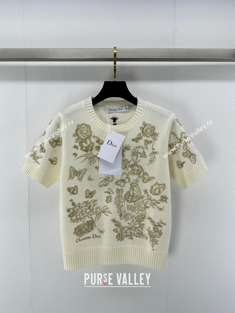 Dior Cashmere Short-sleeved Sweater D022617 Beige 2024 (Q-24022617)