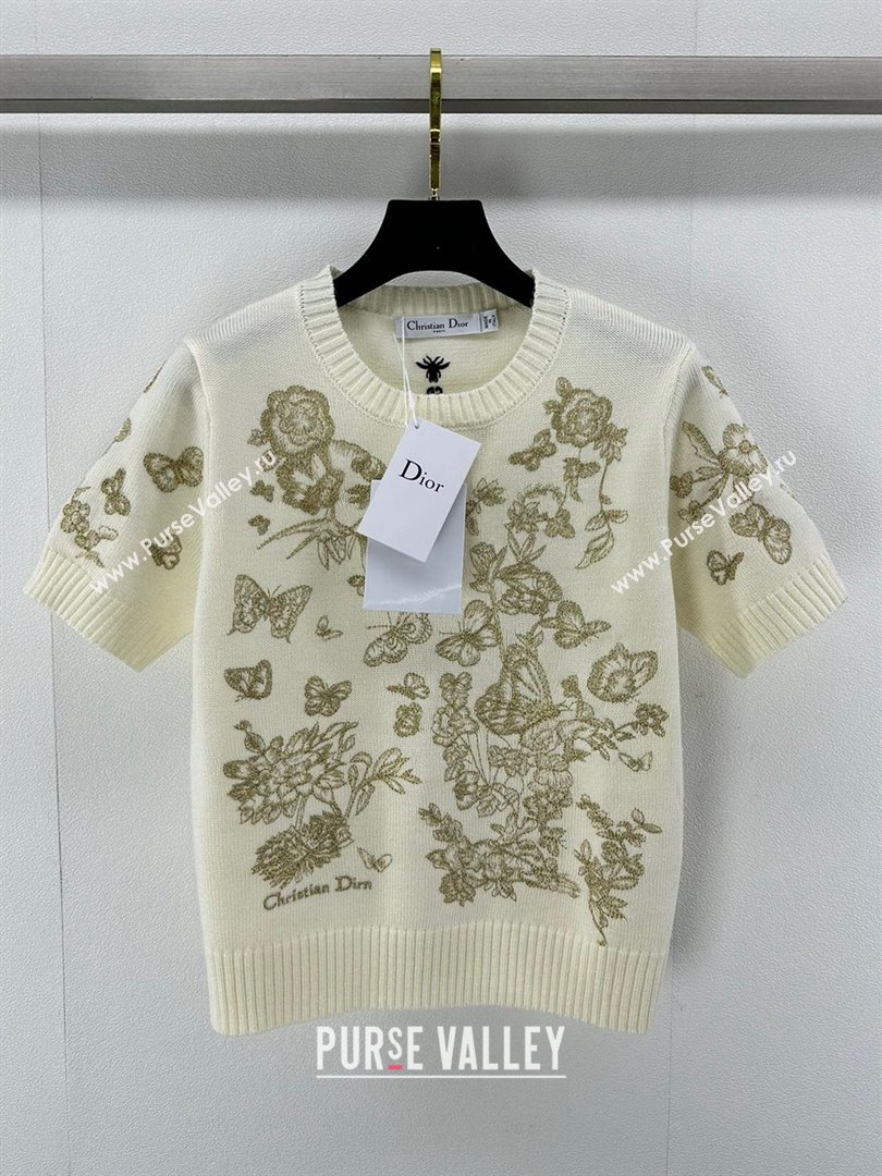 Dior Cashmere Short-sleeved Sweater D022617 Beige 2024 (Q-24022617)