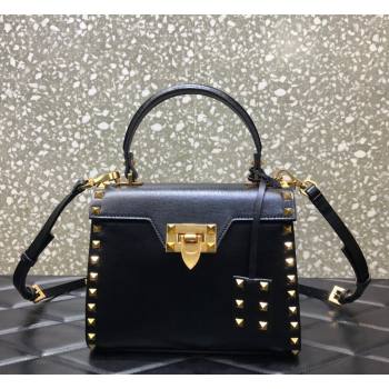 Valentino Small Rockstud Alcove Grainy Calfskin Handbag Black Leather 2021 (LKF-21091001)