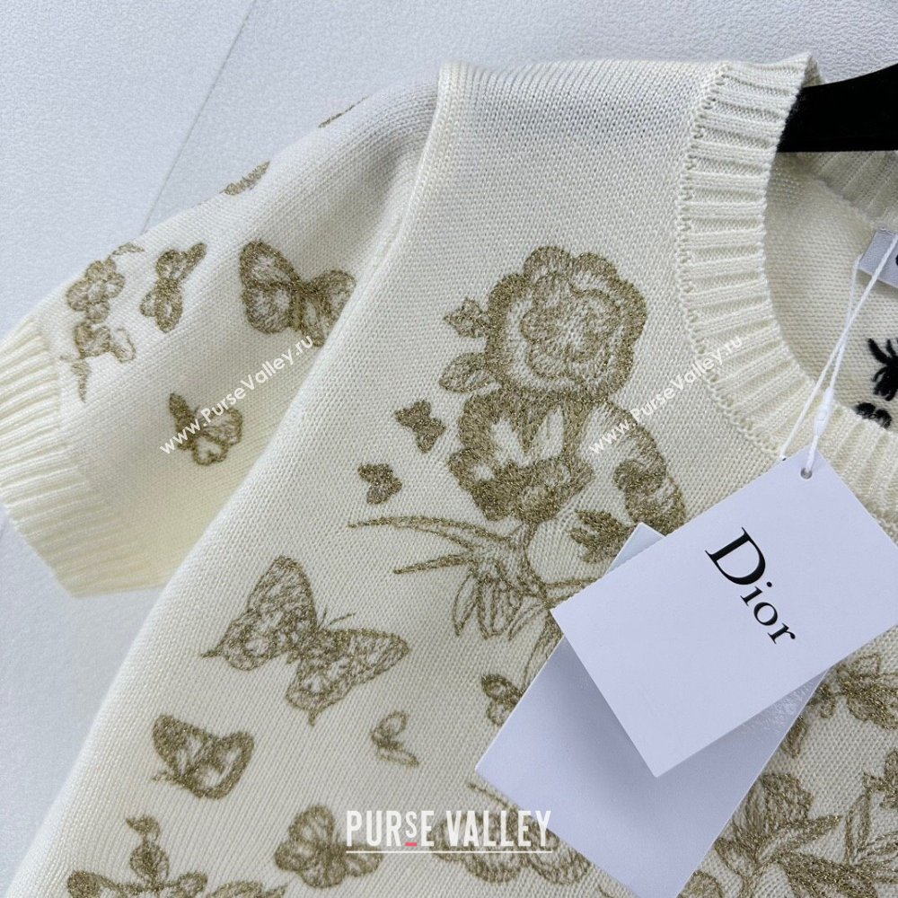 Dior Cashmere Short-sleeved Sweater D022617 Beige 2024 (Q-24022617)