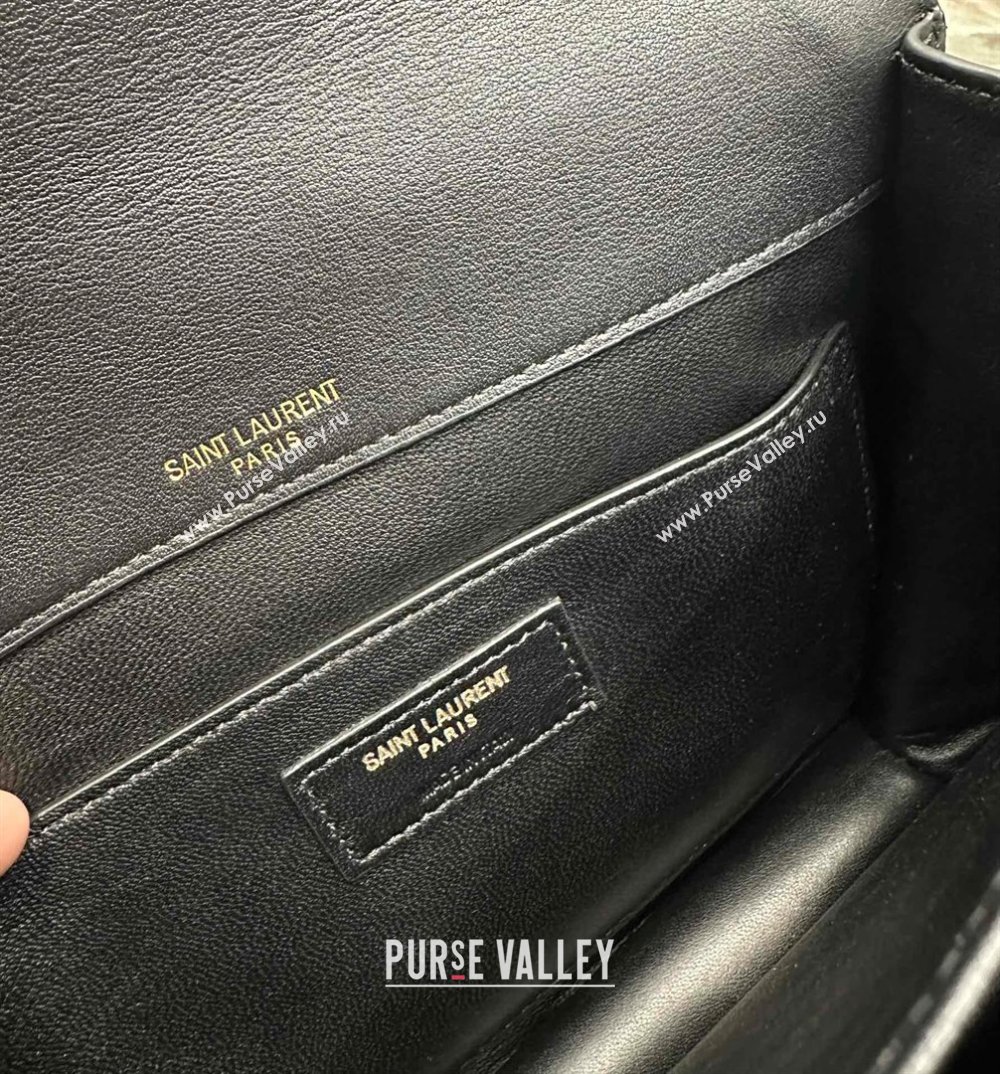 Saint Laurent Solferino Medium Satchel in Suede and Calfskin 635025 Black 2024 (MHUI-241530)