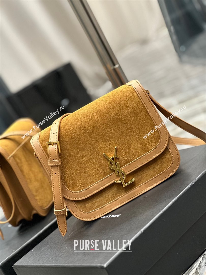 Saint Laurent Solferino Medium Satchel in Suede and Calfskin 635025 Brown 2024 (MHUI-241532)