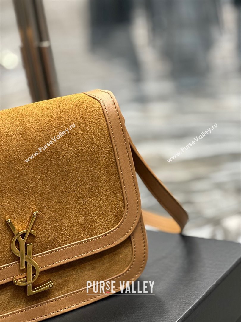 Saint Laurent Solferino Medium Satchel in Suede and Calfskin 635025 Brown 2024 (MHUI-241532)