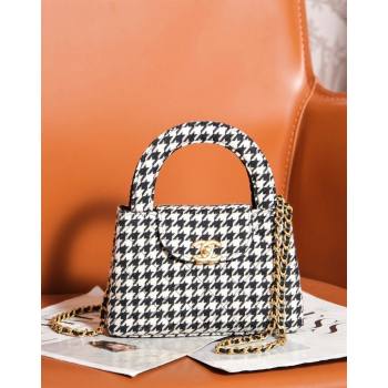 Chanel Mini Shopping Bag in Houndstooth Tweed AS4416 White/Black 2024 (yezi-240927034)