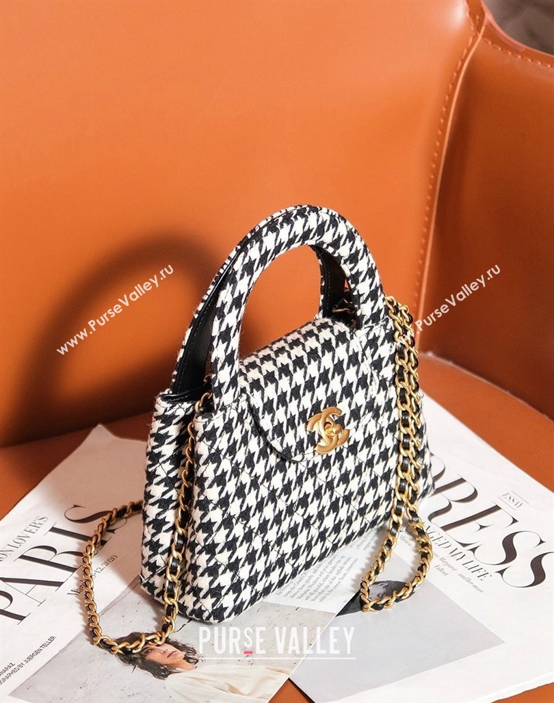 Chanel Mini Shopping Bag in Houndstooth Tweed AS4416 White/Black 2024 (yezi-240927034)