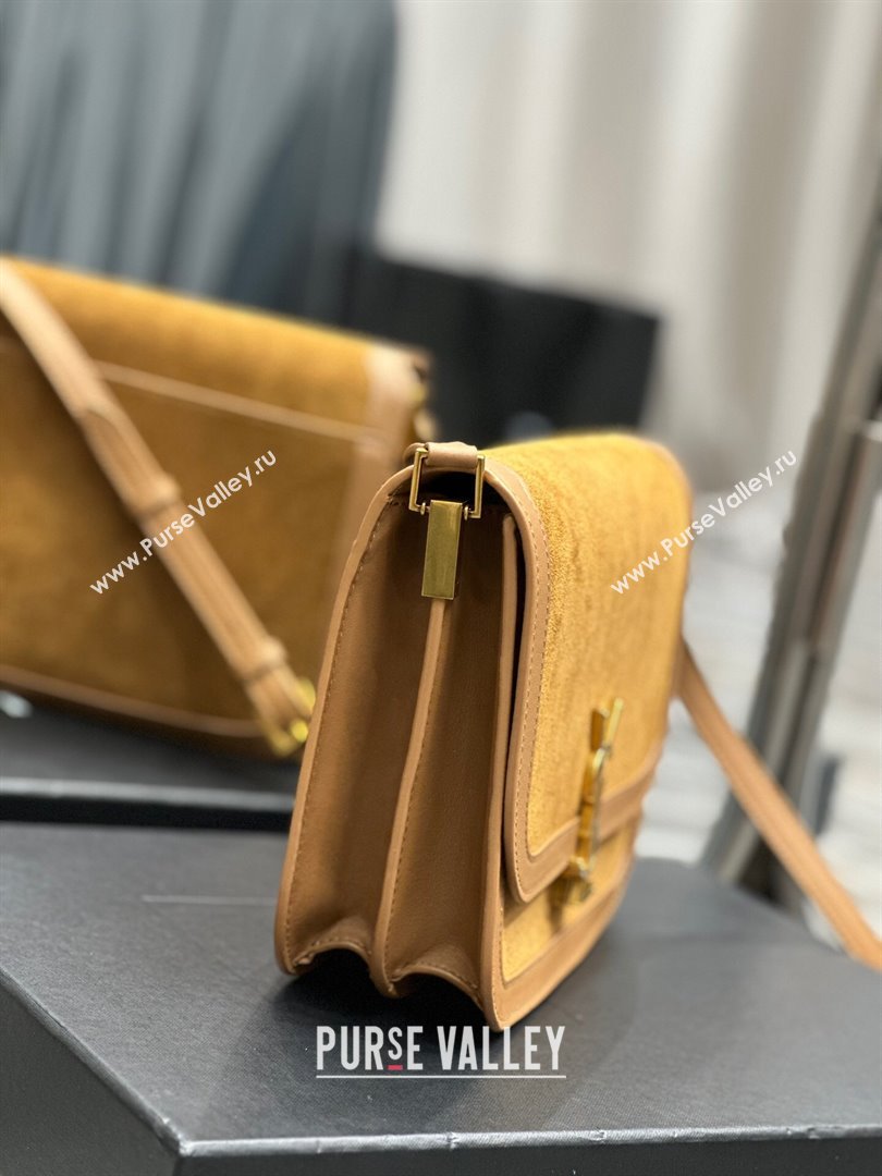 Saint Laurent Solferino Medium Satchel in Suede and Calfskin 635025 Brown 2024 (MHUI-241532)