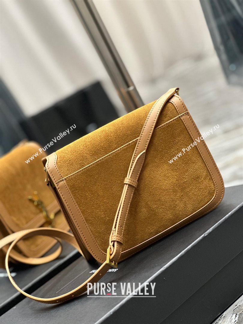 Saint Laurent Solferino Medium Satchel in Suede and Calfskin 635025 Brown 2024 (MHUI-241532)