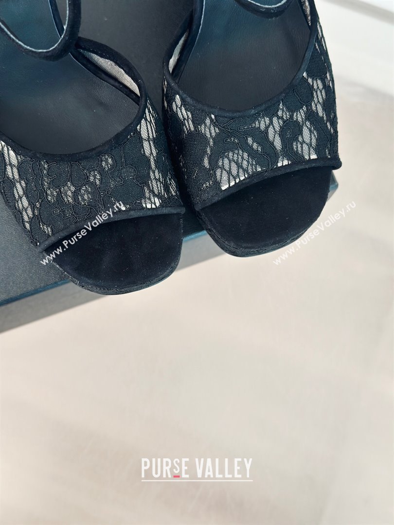 Chanel Suede and Lace Platform Sandals with 12cm Heel Black 2024 (MD-24042208)