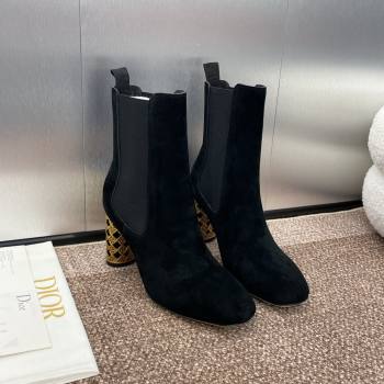 Dior Icon Heeled Ankle Boot in Black Suede Goatskin 2024 (JC-24092915)