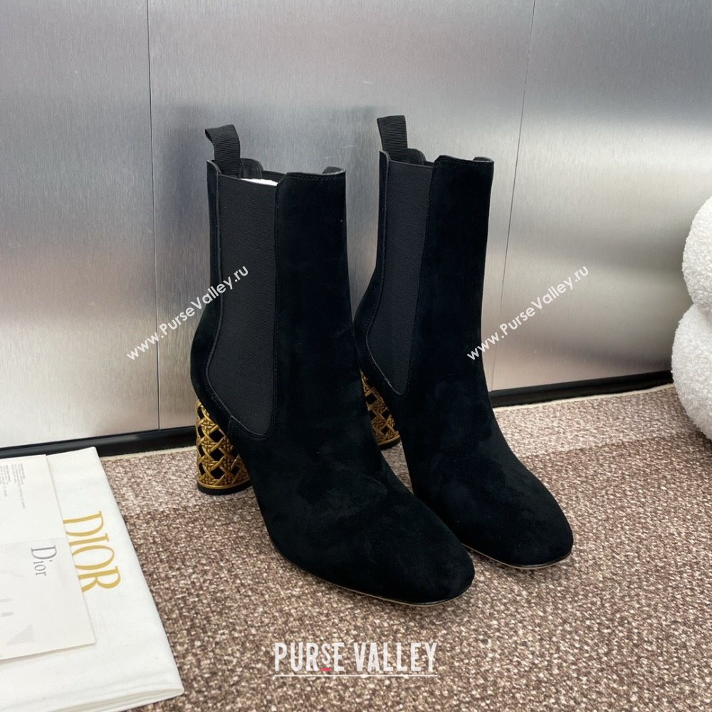 Dior Icon Heeled Ankle Boot in Black Suede Goatskin 2024 (JC-24092915)