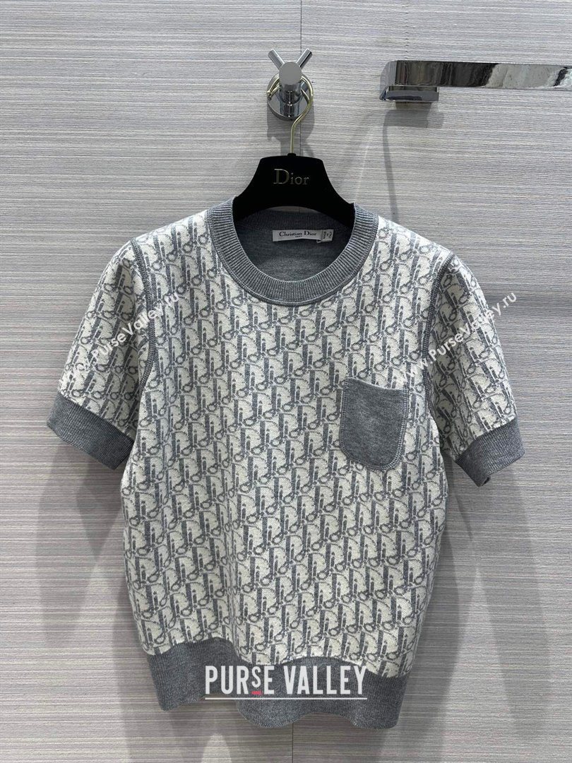 Dior Wool Short-sleeved Sweater D022618 Grey 2024 (Q-24022618)