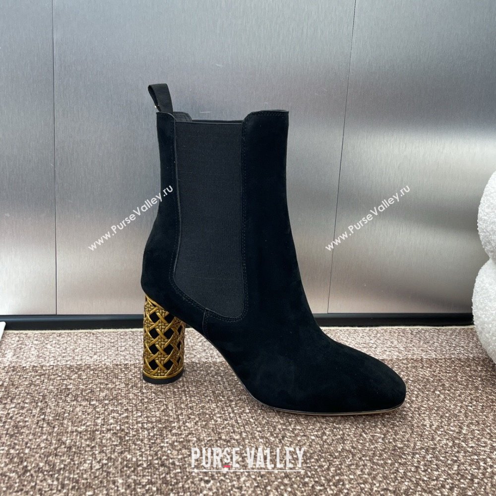 Dior Icon Heeled Ankle Boot in Black Suede Goatskin 2024 (JC-24092915)