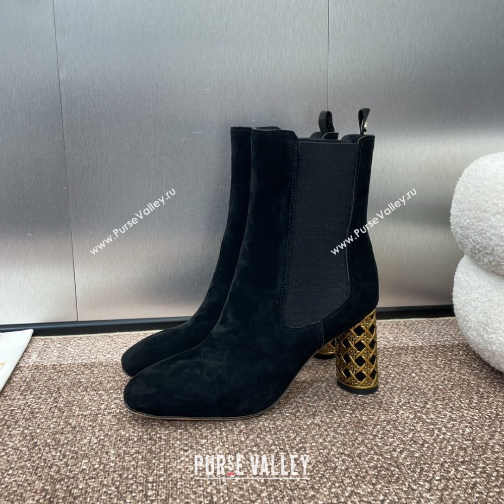 Dior Icon Heeled Ankle Boot in Black Suede Goatskin 2024 (JC-24092915)