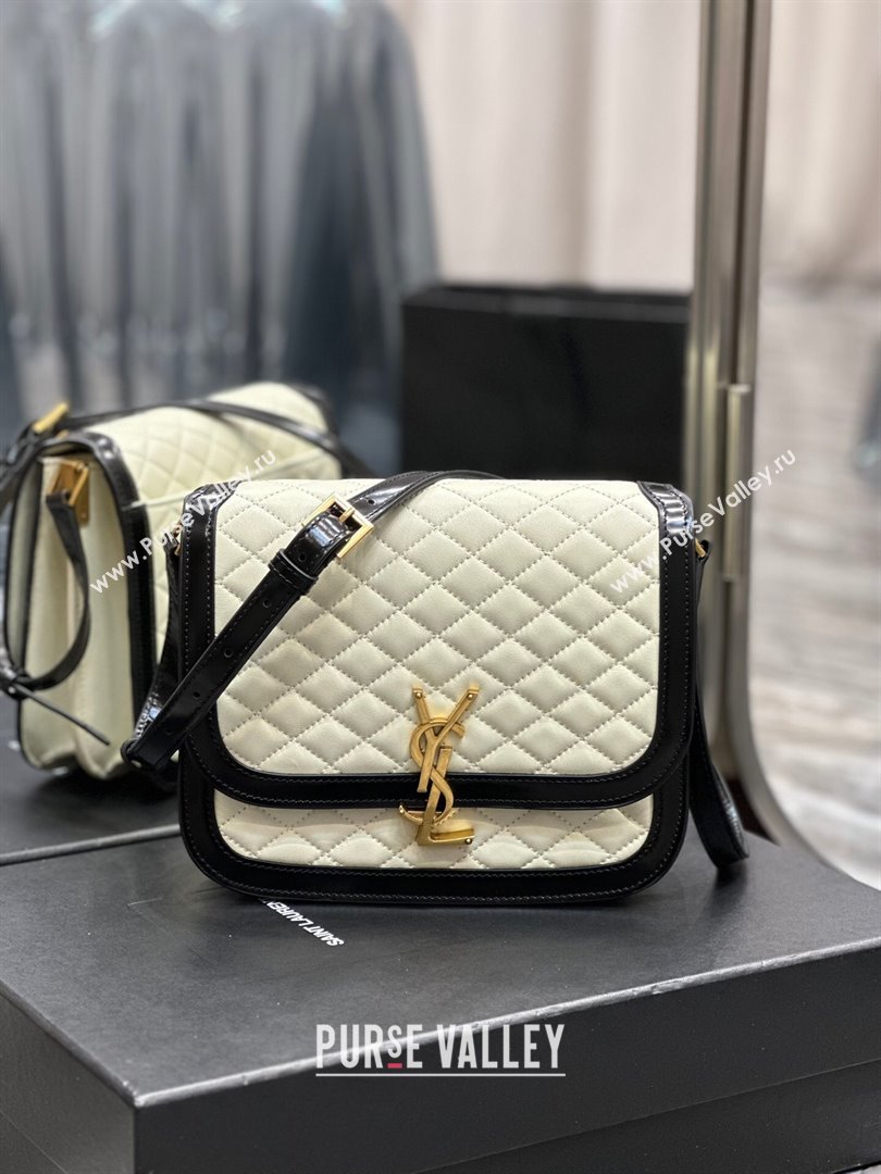 Saint Laurent Solferino Medium Satchel Bag in Quilted Lambskin 635025 White 2024 (MHUI-241534)