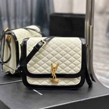 Saint Laurent Solferino Medium Satchel Bag in Quilted Lambskin 635025 White 2024 (MHUI-241534)