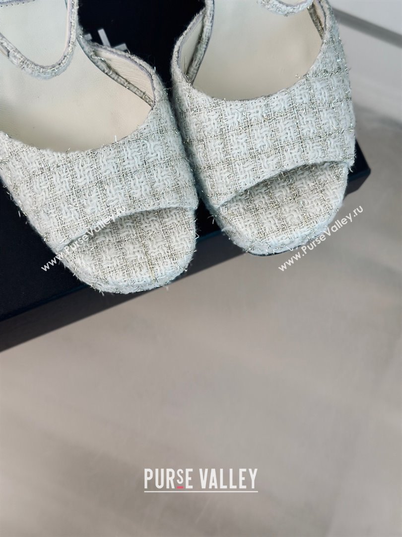 Chanel Tweed Platform Sandals with 12cm Heel Beige 2024 (MD-24042209)