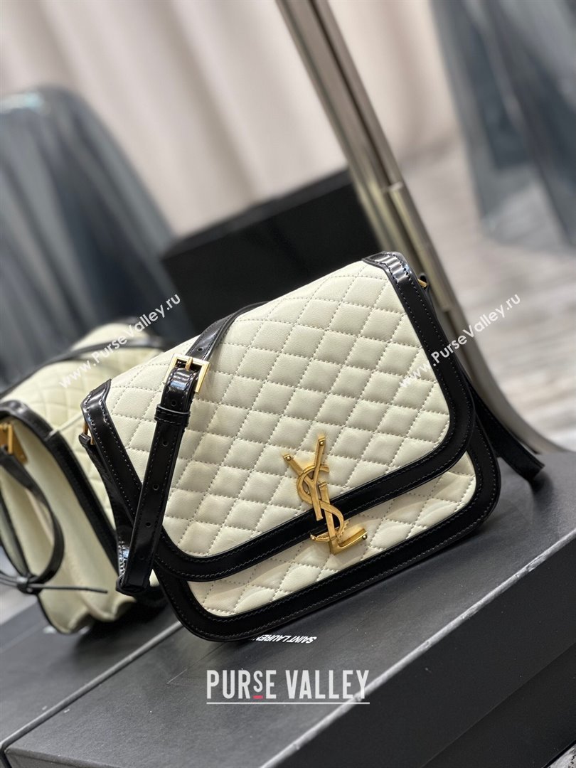 Saint Laurent Solferino Medium Satchel Bag in Quilted Lambskin 635025 White 2024 (MHUI-241534)