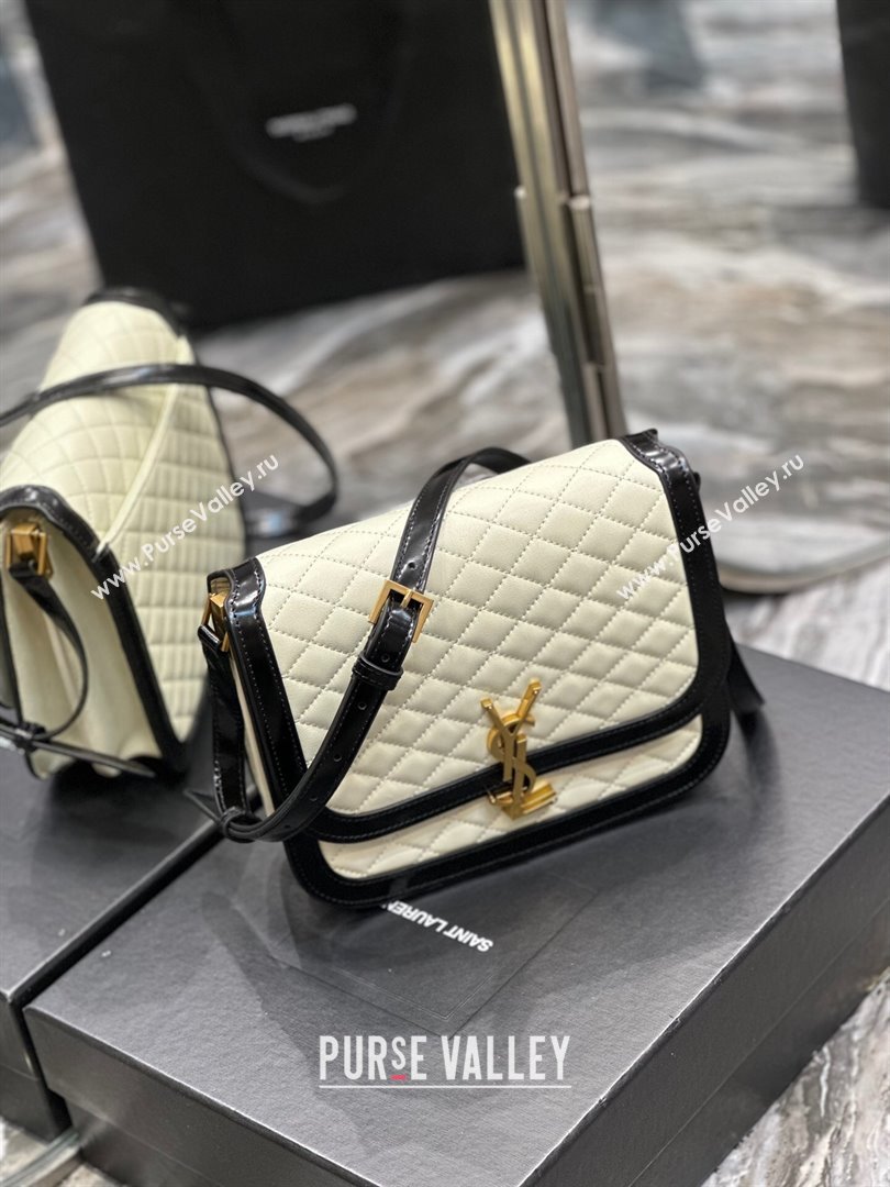 Saint Laurent Solferino Medium Satchel Bag in Quilted Lambskin 635025 White 2024 (MHUI-241534)