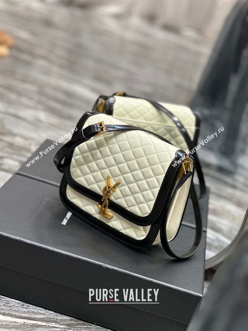 Saint Laurent Solferino Medium Satchel Bag in Quilted Lambskin 635025 White 2024 (MHUI-241534)