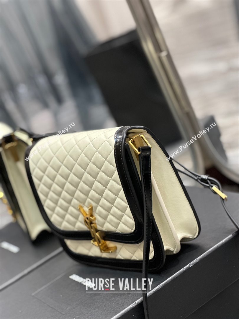 Saint Laurent Solferino Medium Satchel Bag in Quilted Lambskin 635025 White 2024 (MHUI-241534)