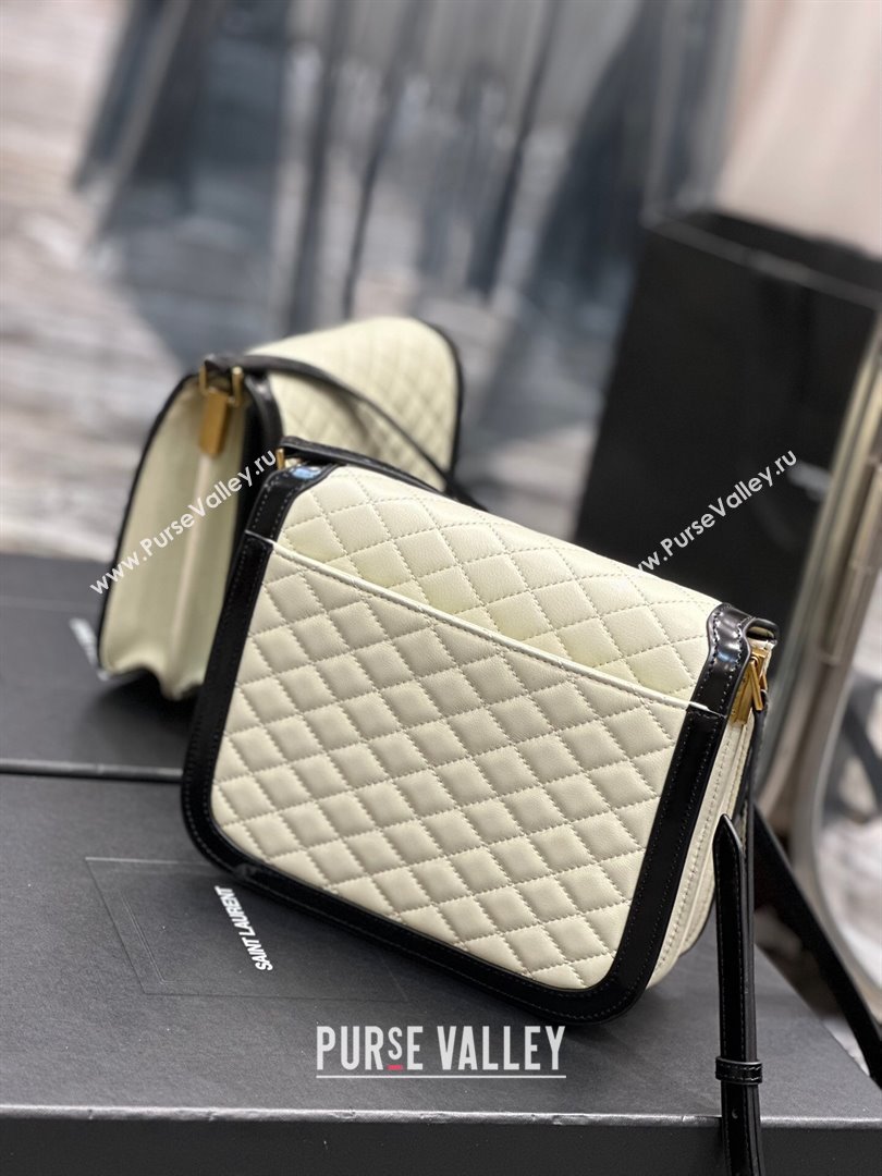 Saint Laurent Solferino Medium Satchel Bag in Quilted Lambskin 635025 White 2024 (MHUI-241534)