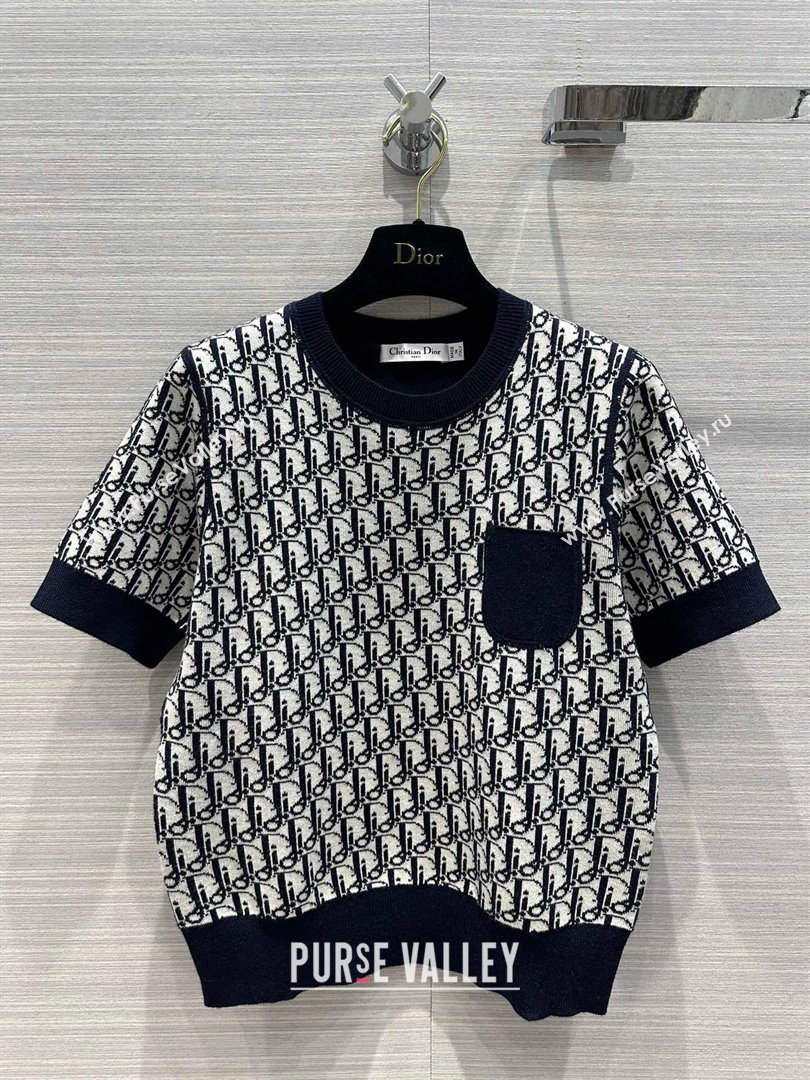 Dior Wool Short-sleeved Sweater D022619 Deep Blue 2024 (Q-24022619)