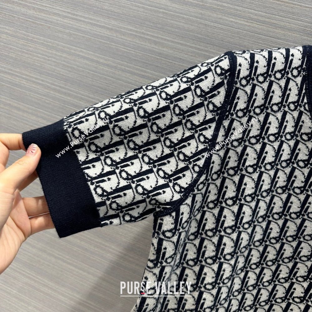 Dior Wool Short-sleeved Sweater D022619 Deep Blue 2024 (Q-24022619)