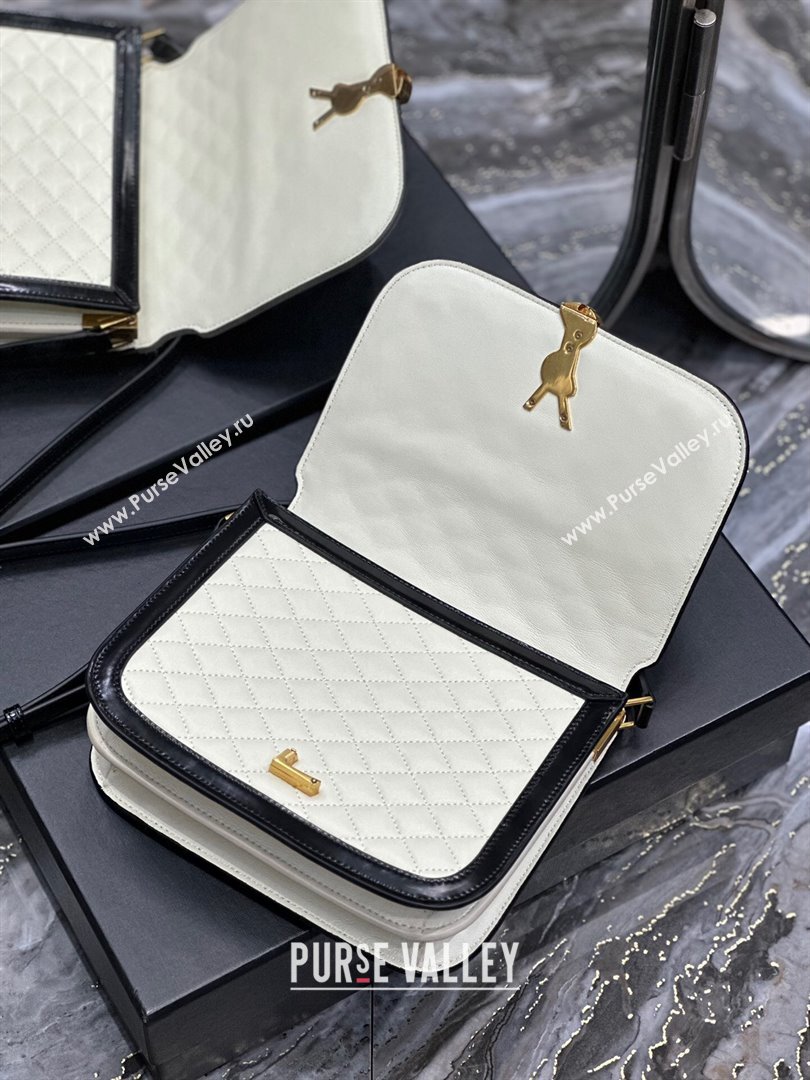 Saint Laurent Solferino Medium Satchel Bag in Quilted Lambskin 635025 White 2024 (MHUI-241534)