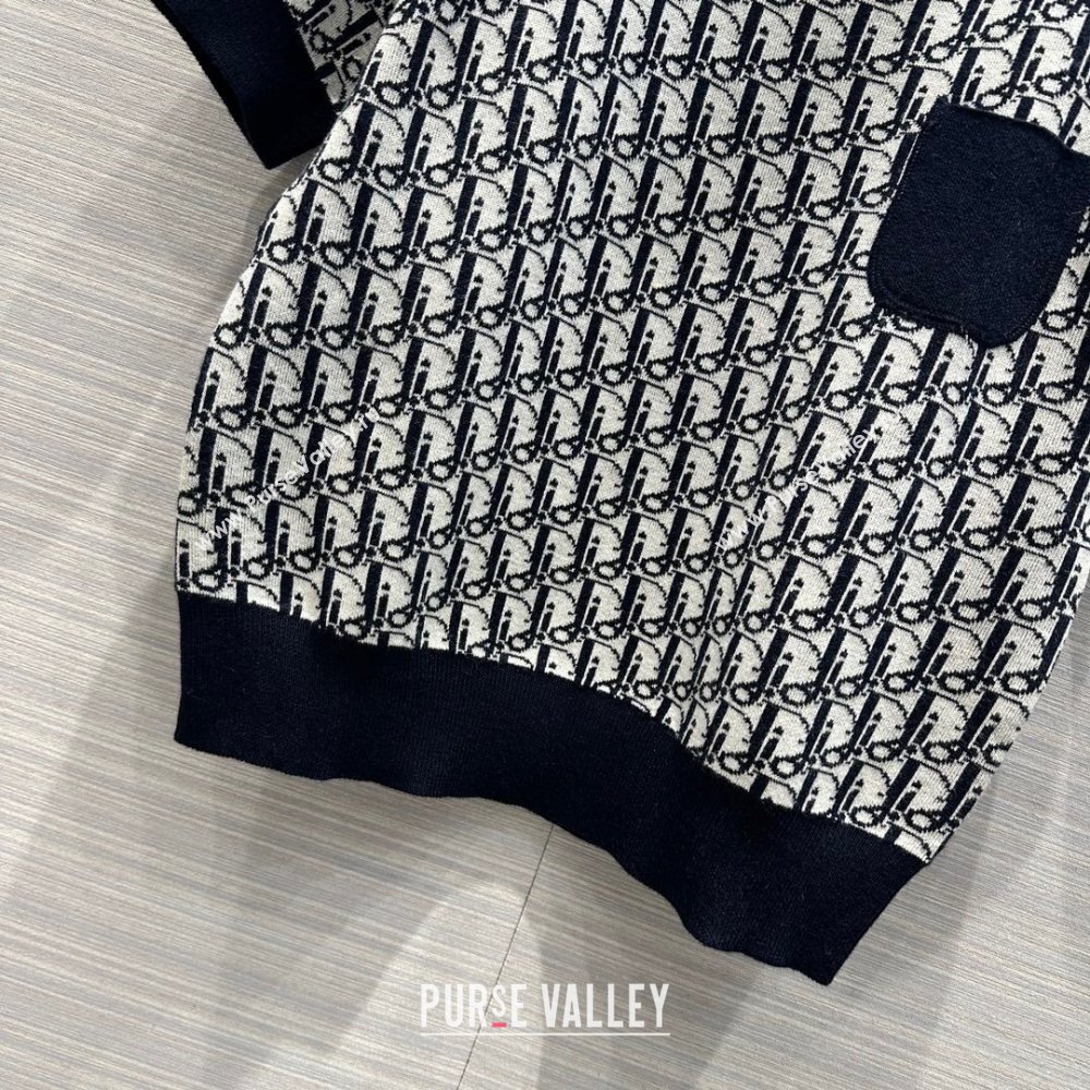 Dior Wool Short-sleeved Sweater D022619 Deep Blue 2024 (Q-24022619)