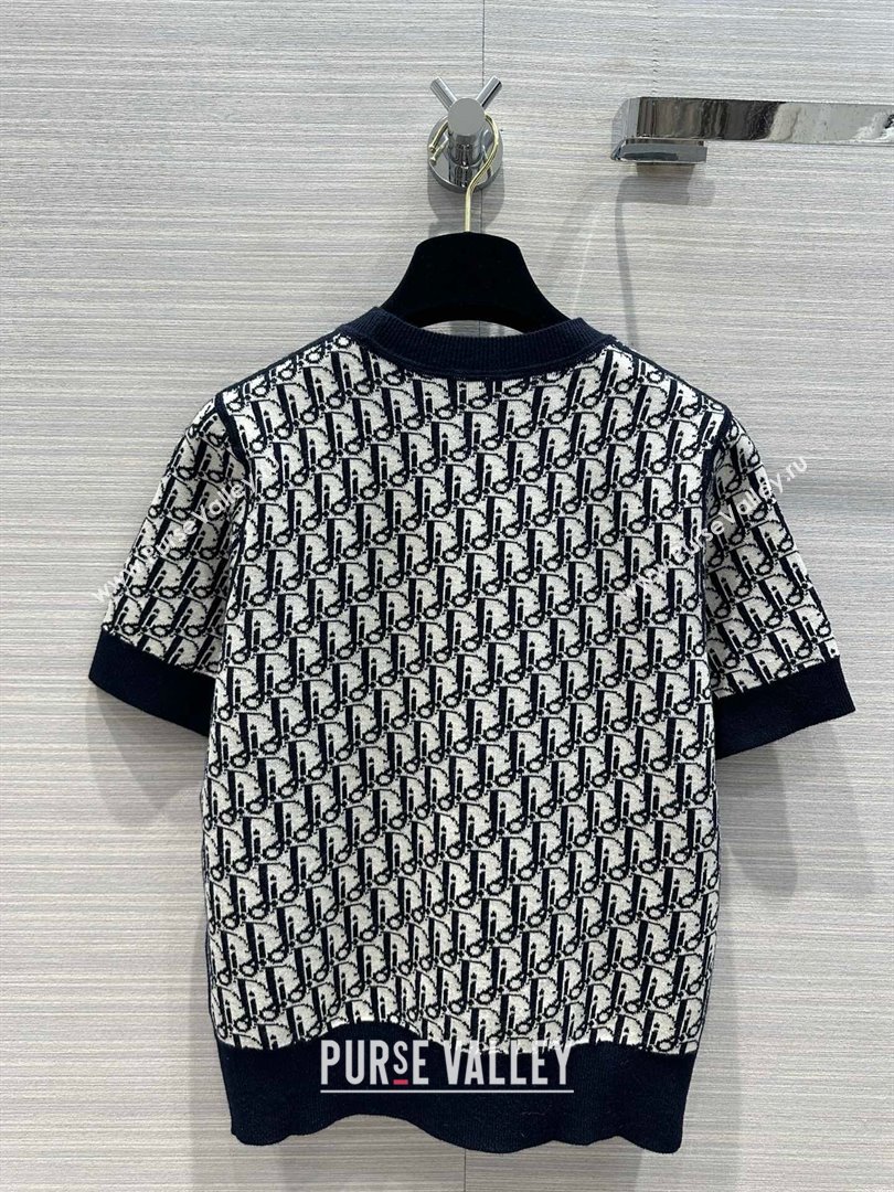 Dior Wool Short-sleeved Sweater D022619 Deep Blue 2024 (Q-24022619)