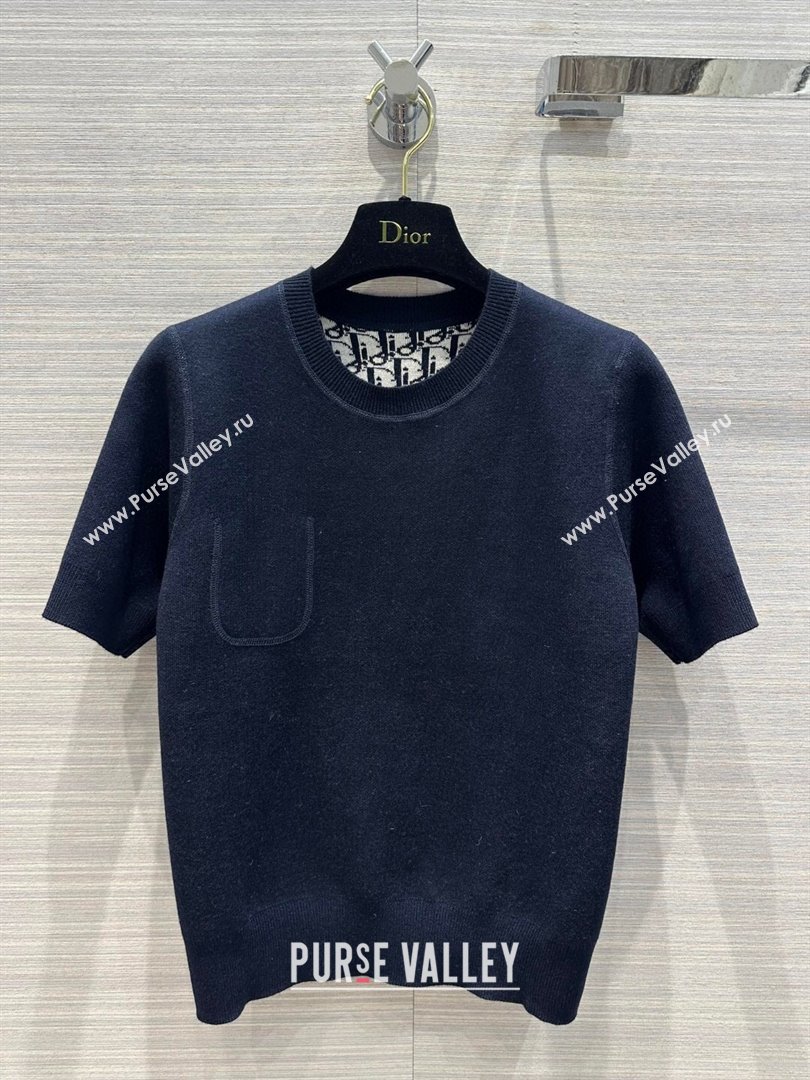 Dior Wool Short-sleeved Sweater D022619 Deep Blue 2024 (Q-24022619)