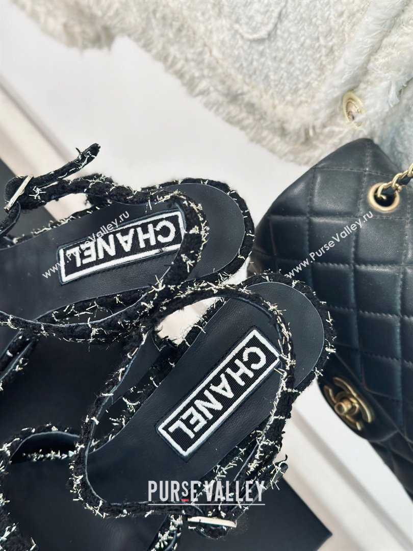 Chanel Tweed Platform Sandals with 12cm Heel Black 2024 (MD-24042210)