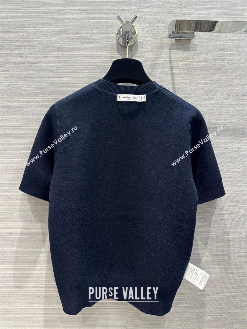 Dior Wool Short-sleeved Sweater D022619 Deep Blue 2024 (Q-24022619)