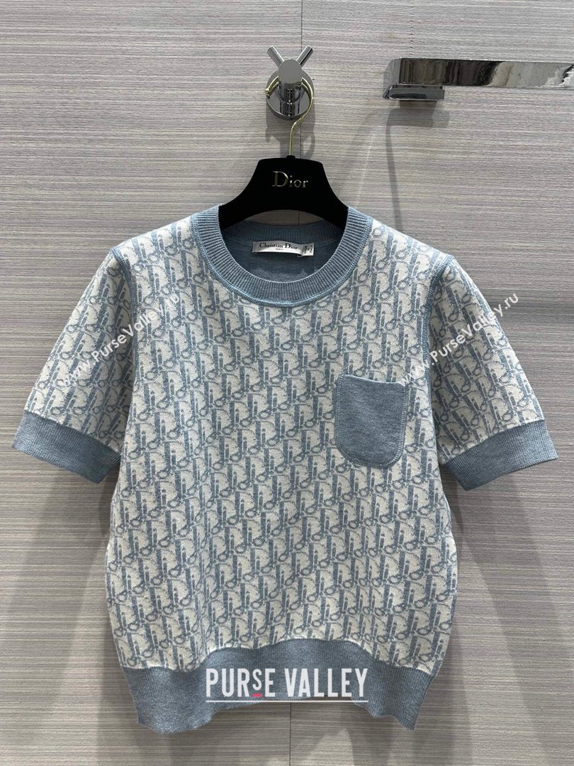 Dior Wool Short-sleeved Sweater D022620 Light Blue 2024 (Q-24022620)