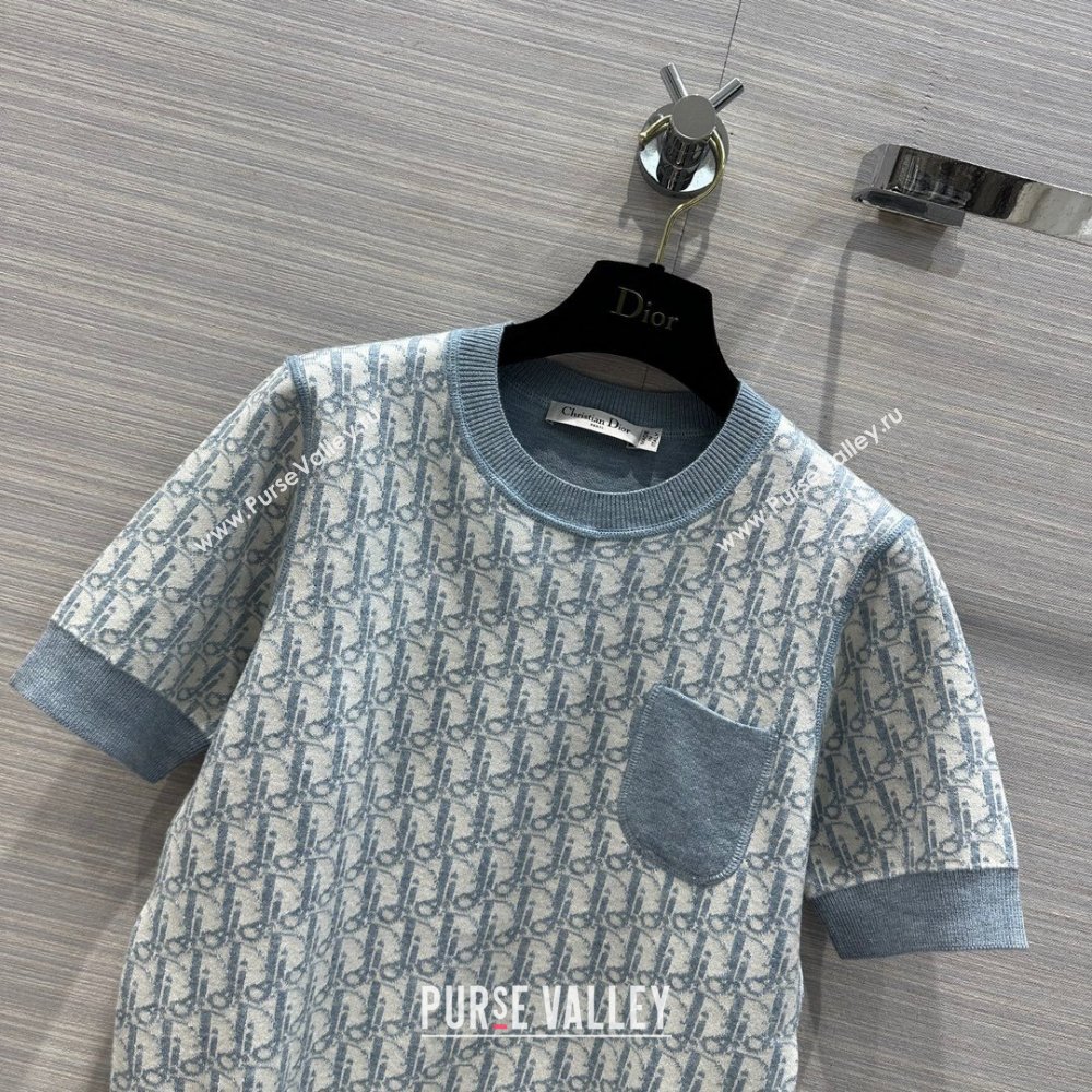 Dior Wool Short-sleeved Sweater D022620 Light Blue 2024 (Q-24022620)