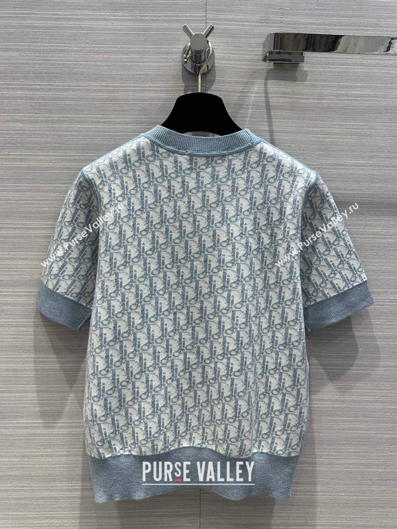 Dior Wool Short-sleeved Sweater D022620 Light Blue 2024 (Q-24022620)