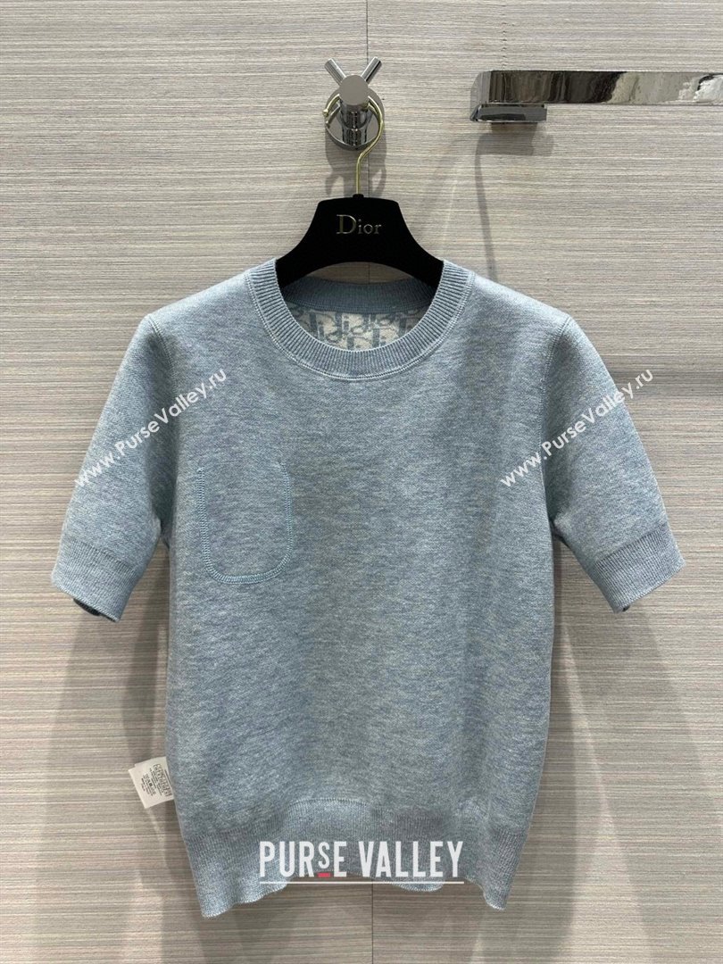 Dior Wool Short-sleeved Sweater D022620 Light Blue 2024 (Q-24022620)