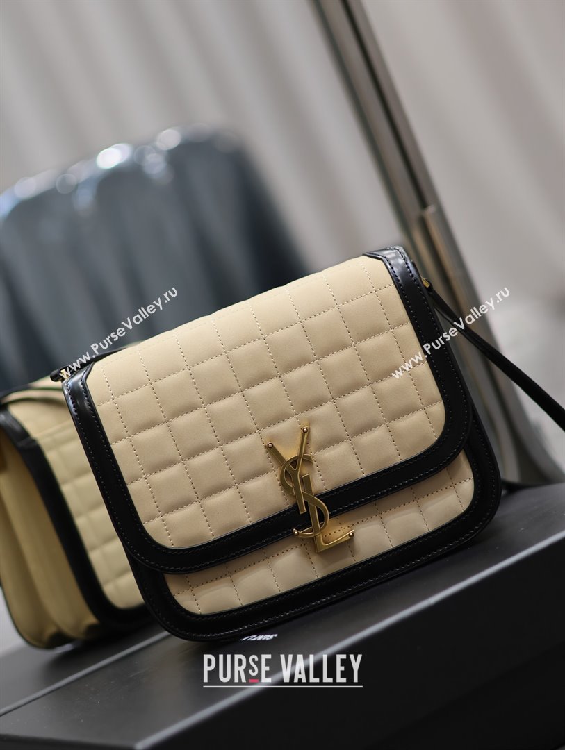 Saint Laurent Solferino Medium Bag in Quilted Nubuck Suede and Brushed Leather 635025 Beige 2024 (MHUI-241533)