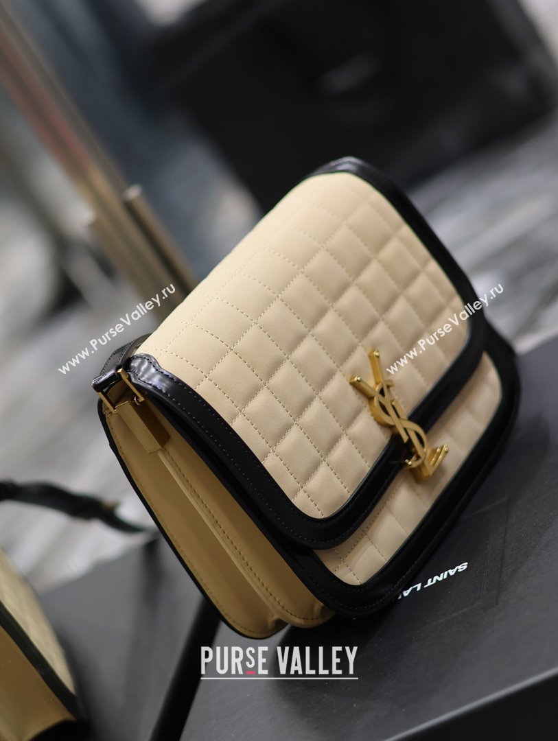 Saint Laurent Solferino Medium Bag in Quilted Nubuck Suede and Brushed Leather 635025 Beige 2024 (MHUI-241533)