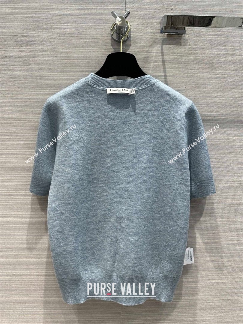 Dior Wool Short-sleeved Sweater D022620 Light Blue 2024 (Q-24022620)