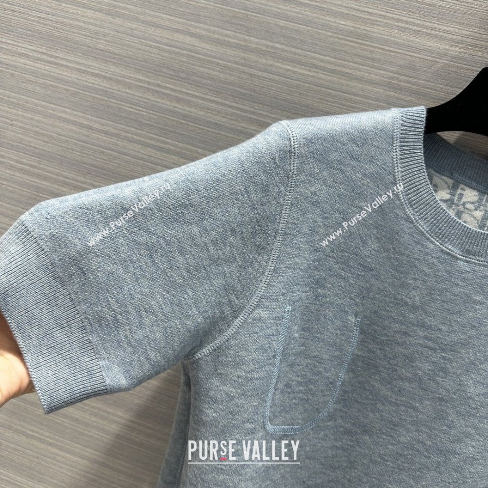 Dior Wool Short-sleeved Sweater D022620 Light Blue 2024 (Q-24022620)
