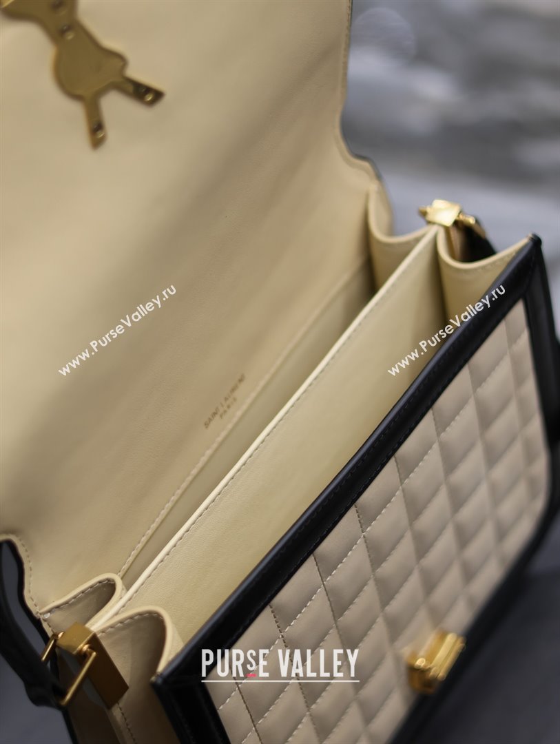 Saint Laurent Solferino Medium Bag in Quilted Nubuck Suede and Brushed Leather 635025 Beige 2024 (MHUI-241533)