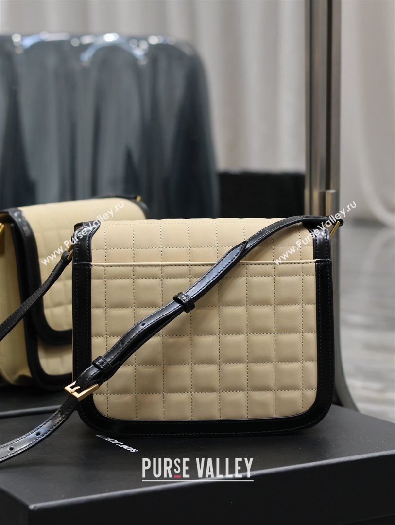 Saint Laurent Solferino Medium Bag in Quilted Nubuck Suede and Brushed Leather 635025 Beige 2024 (MHUI-241533)