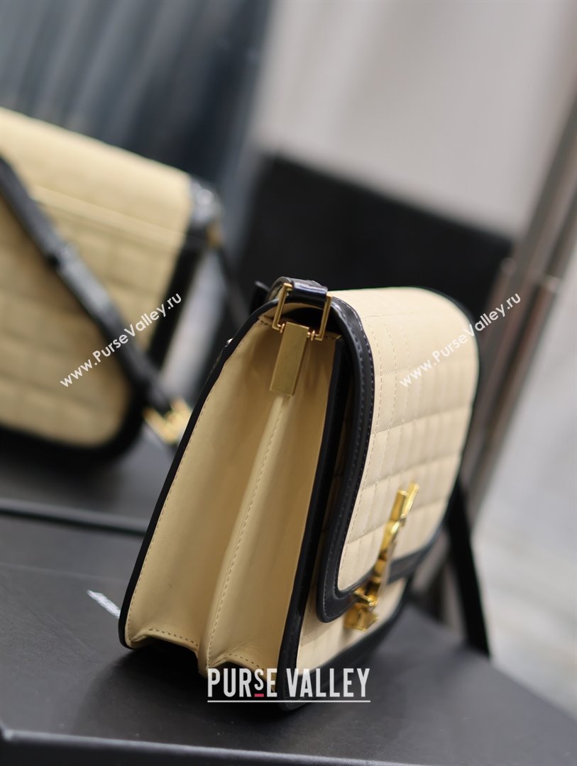 Saint Laurent Solferino Medium Bag in Quilted Nubuck Suede and Brushed Leather 635025 Beige 2024 (MHUI-241533)