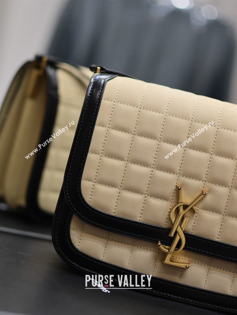 Saint Laurent Solferino Medium Bag in Quilted Nubuck Suede and Brushed Leather 635025 Beige 2024 (MHUI-241533)